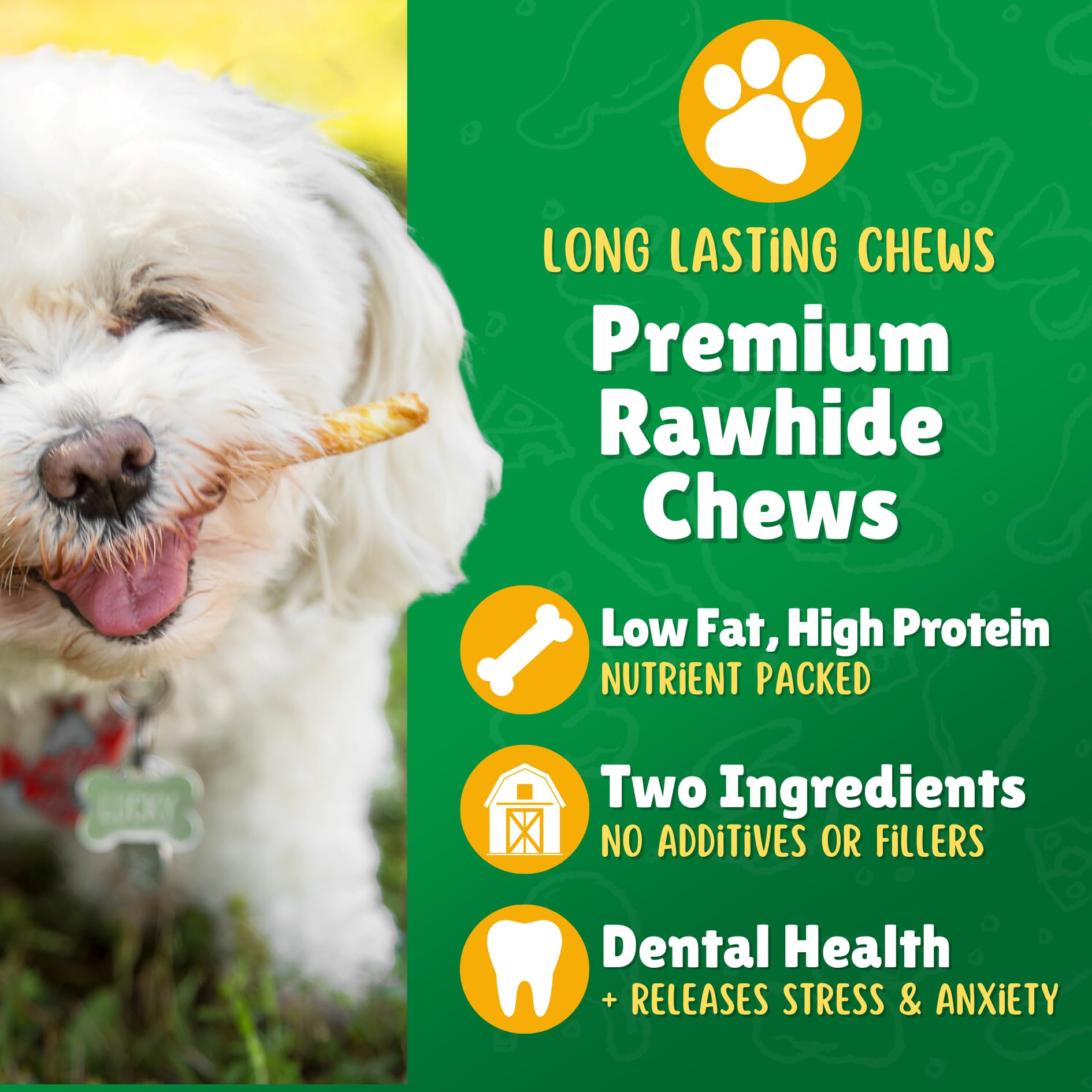 Chicken Basted Rawhide Twist Sticks Dog Treats - 125ct. Premium Rawhide Chew Sticks - Long Lasting Chicken Flavored Chews for Sm